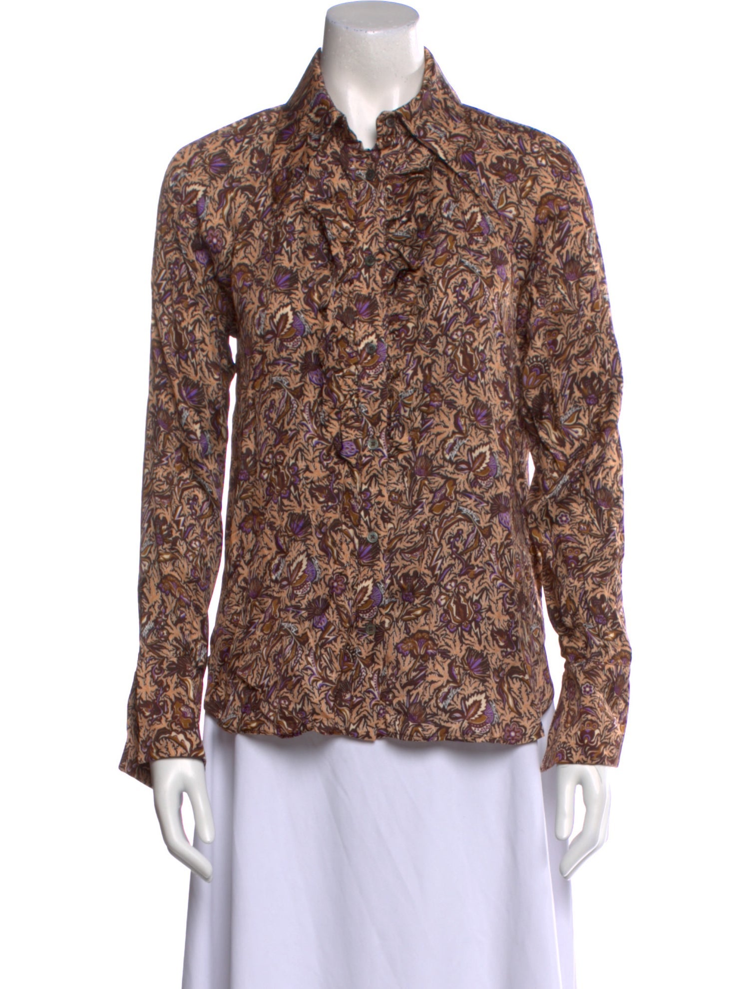 Zadig & Voltaire Printed Long Sleeve Button-Up Top w/ Tags