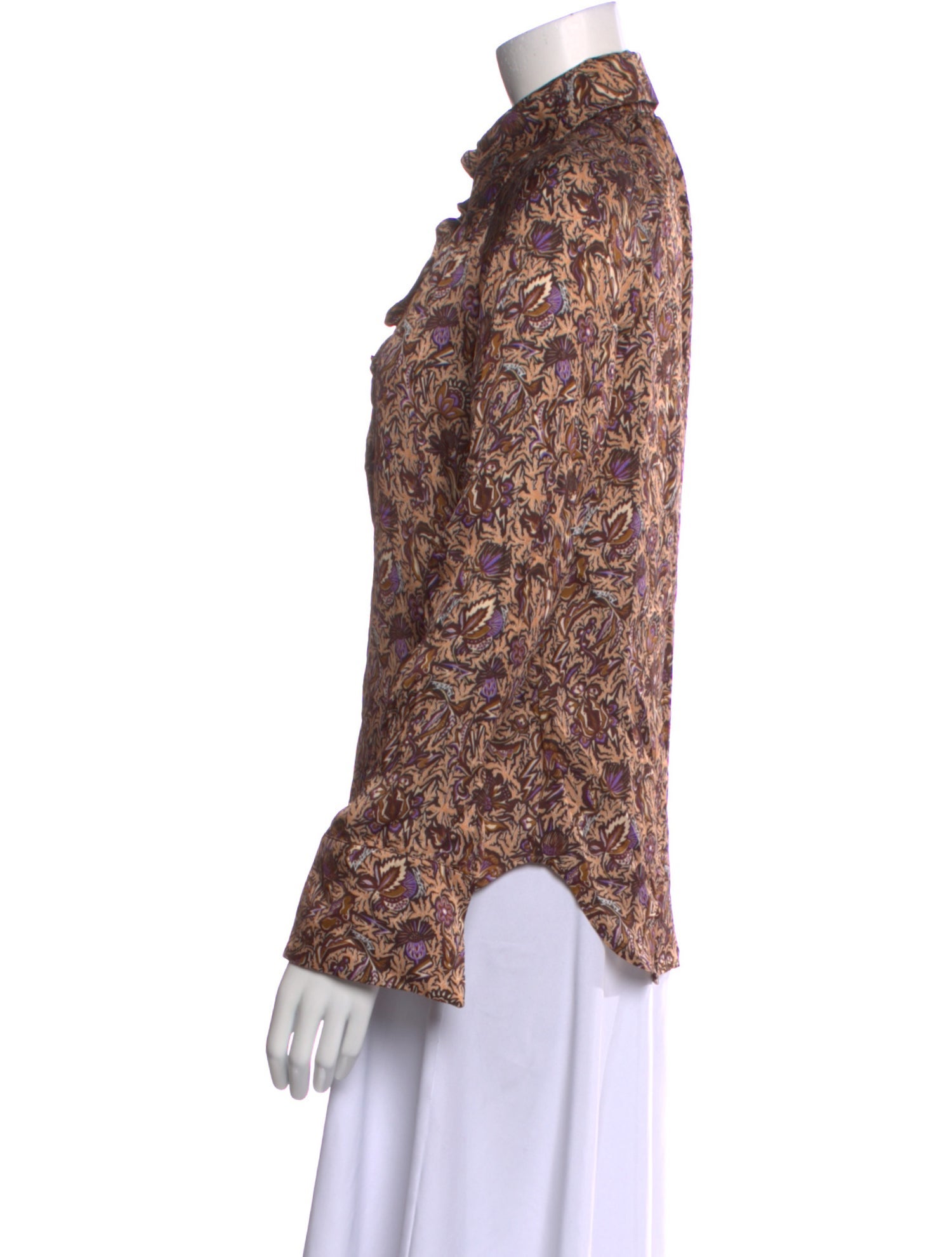 Zadig & Voltaire Printed Long Sleeve Button-Up Top w/ Tags