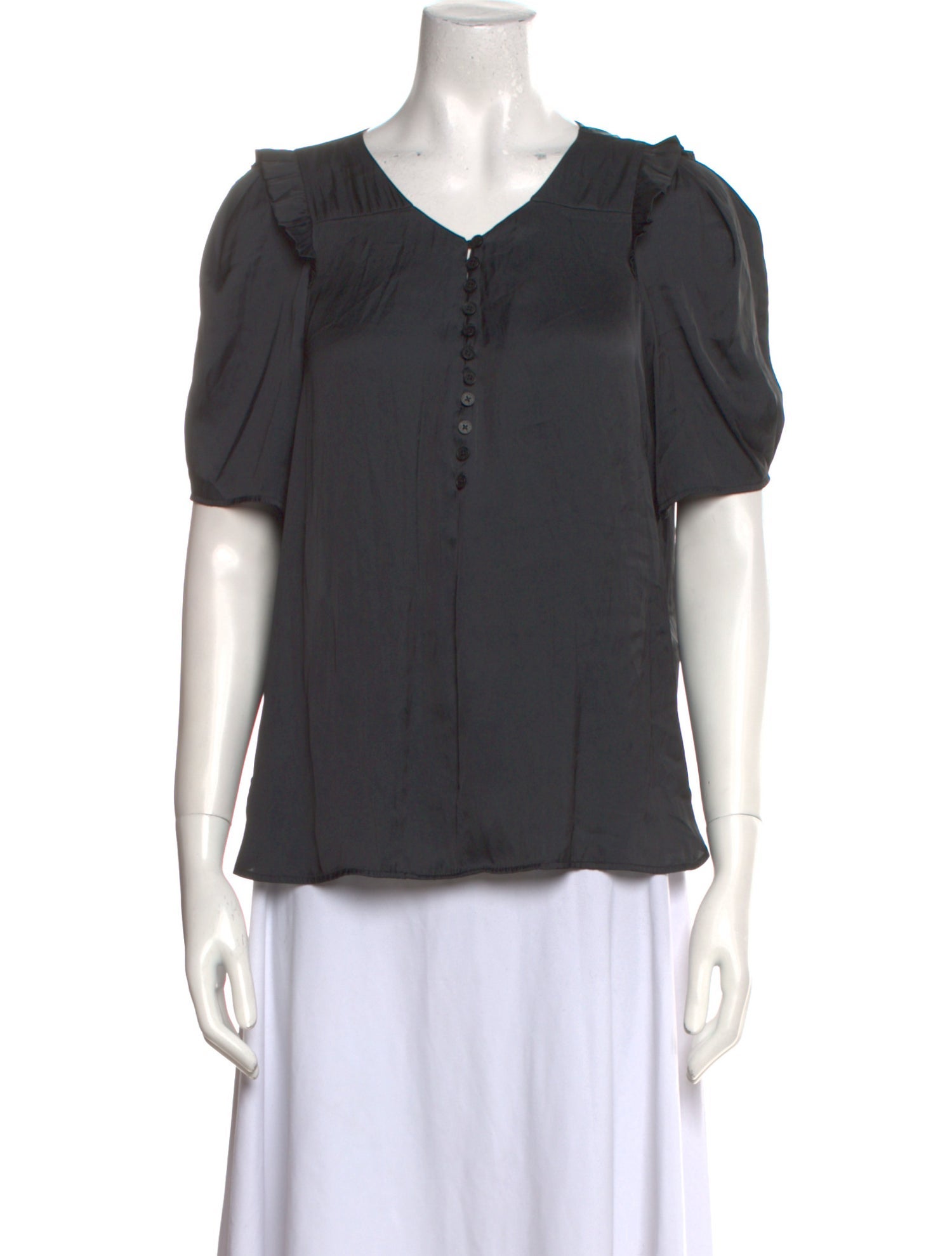 Zadig & Voltaire V-Neck Short Sleeve Button-Up Top