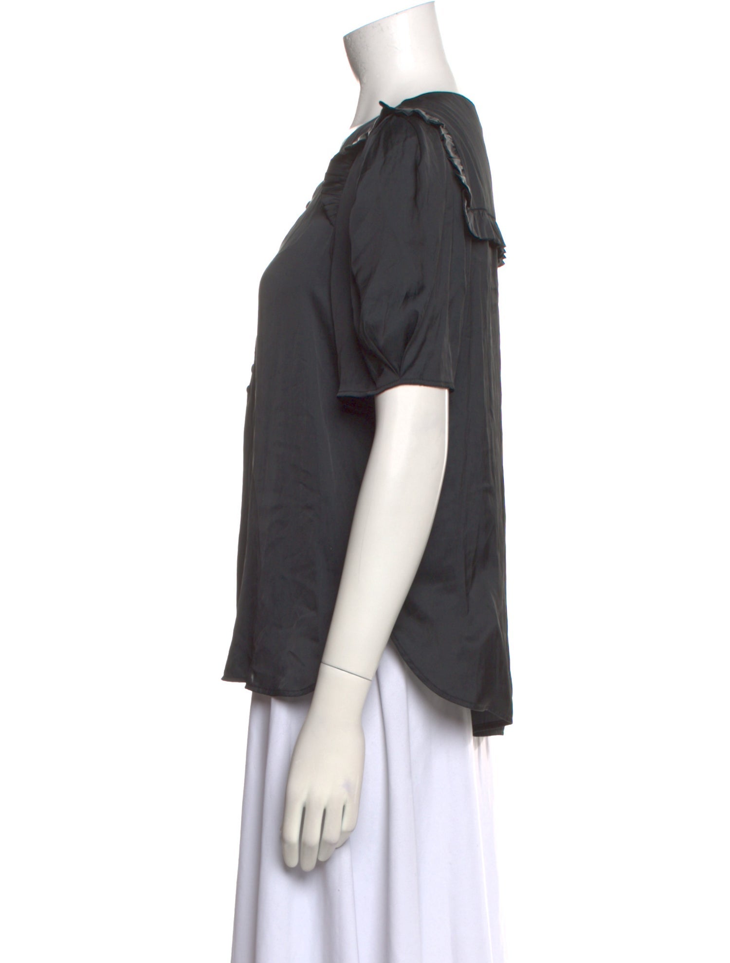 Zadig & Voltaire V-Neck Short Sleeve Button-Up Top