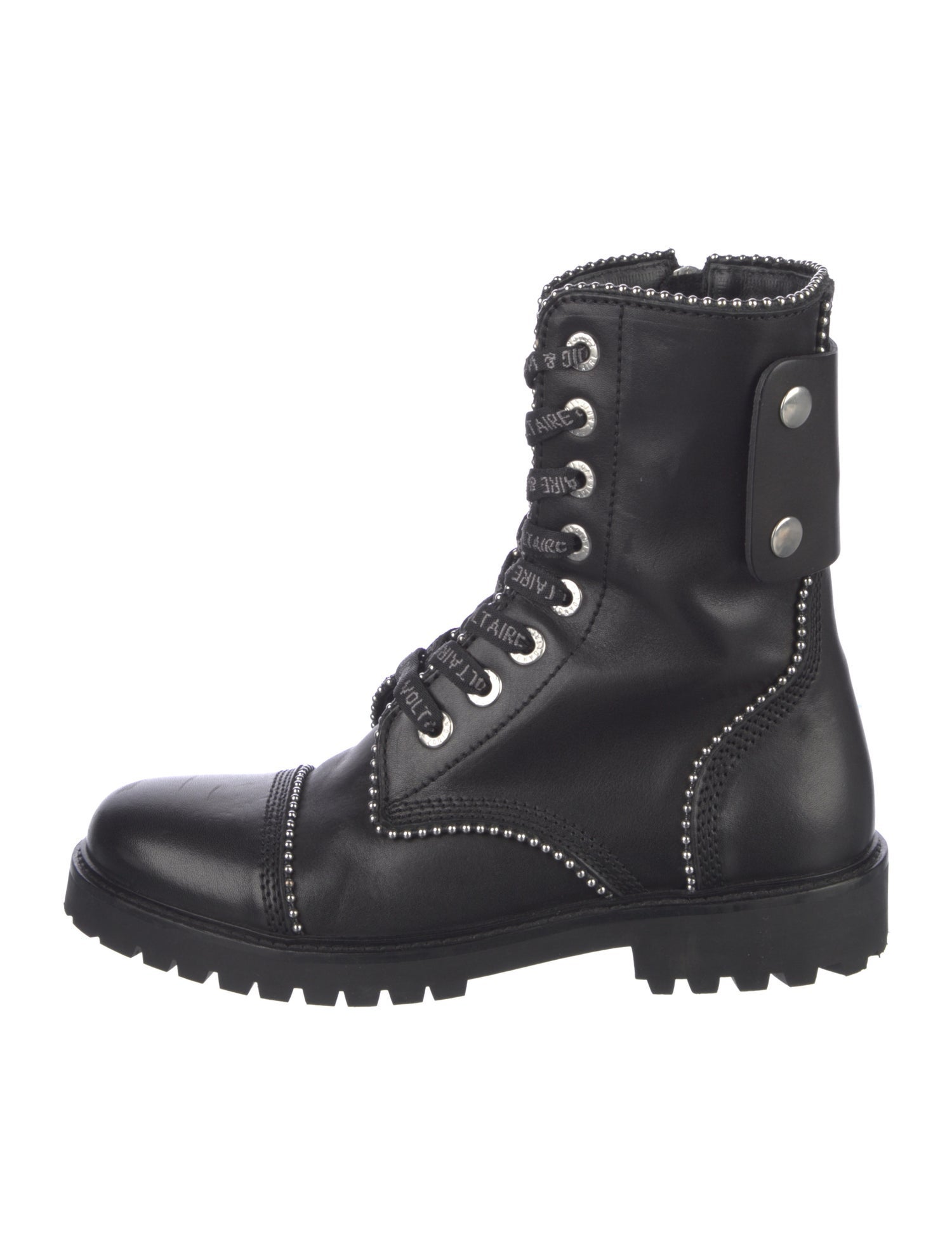 Zadig & Voltaire Leather Studded Accents Combat Boots