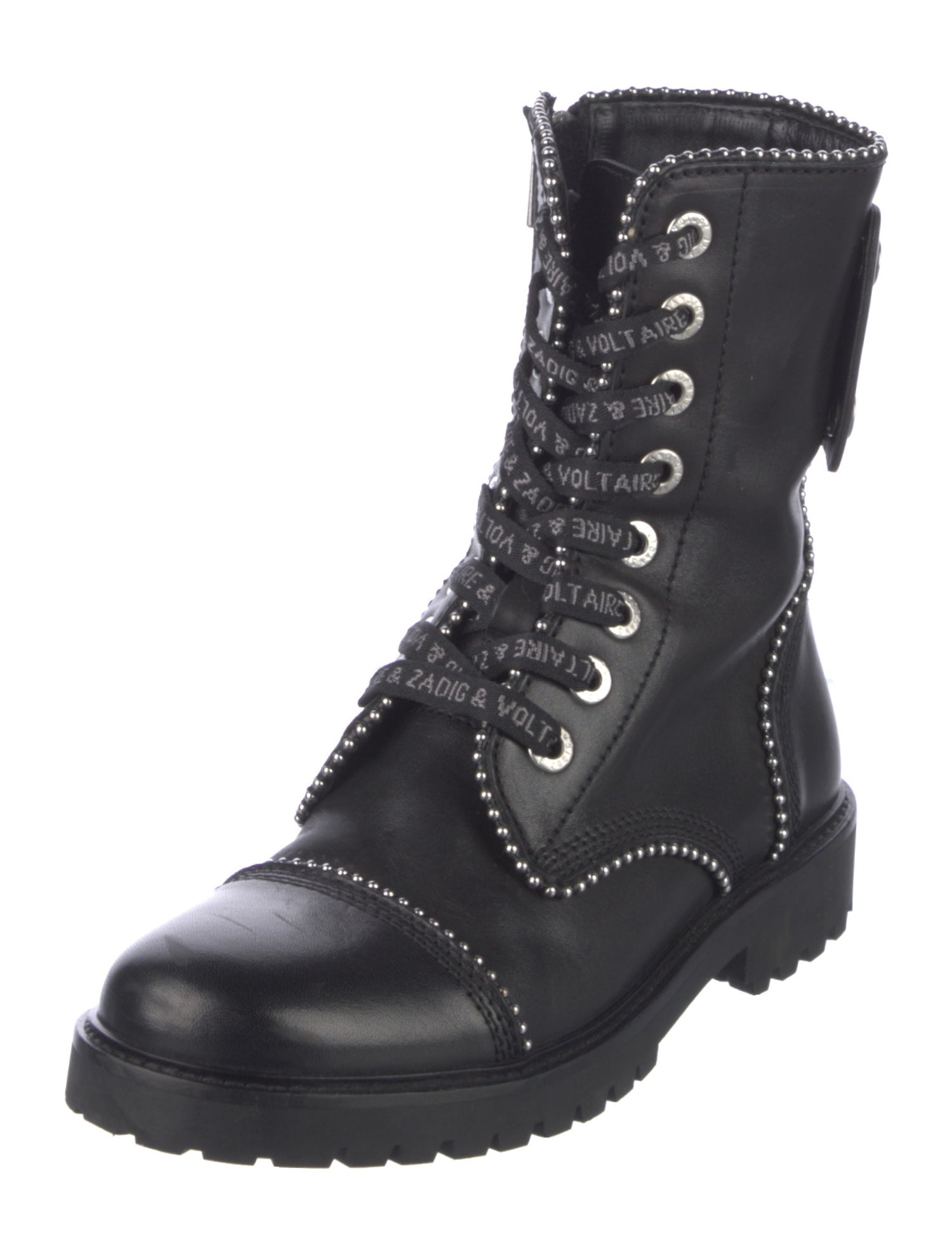 Zadig & Voltaire Leather Studded Accents Combat Boots