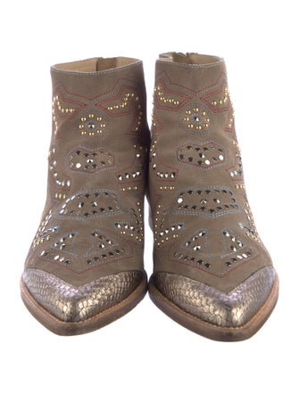 Zadig & Voltaire Suede Studded Accents Lace-Up Boots