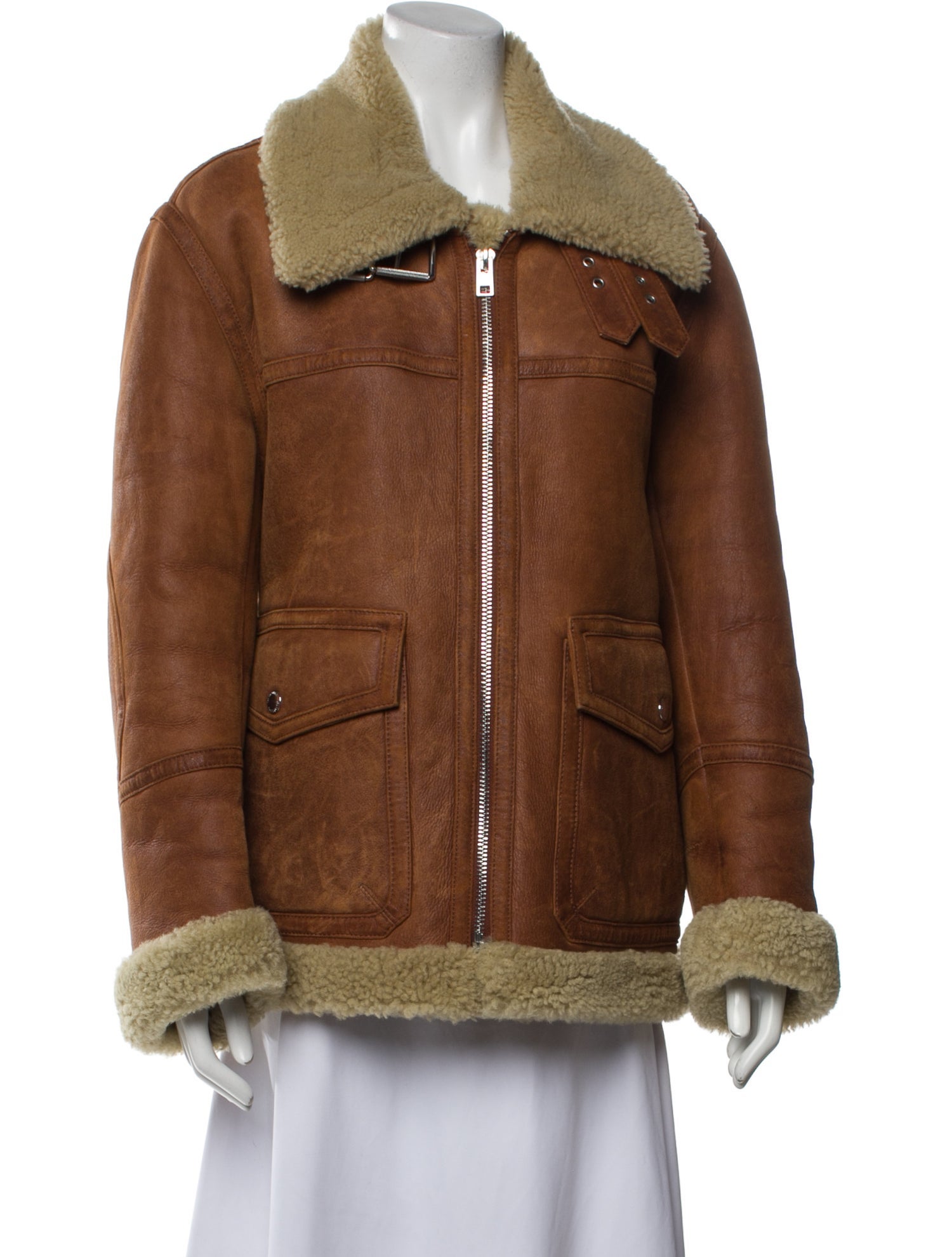 Zadig & Voltaire Lamb Leather Faux Fur Coat