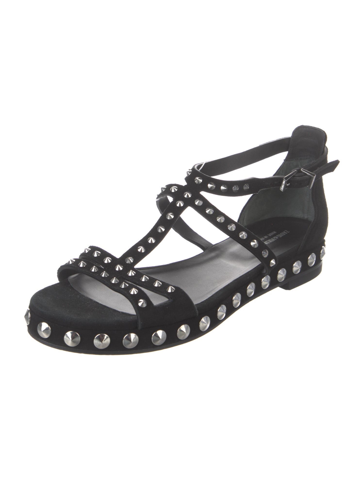 Zadig & Voltaire Suede Studded Accents Gladiator Sandals