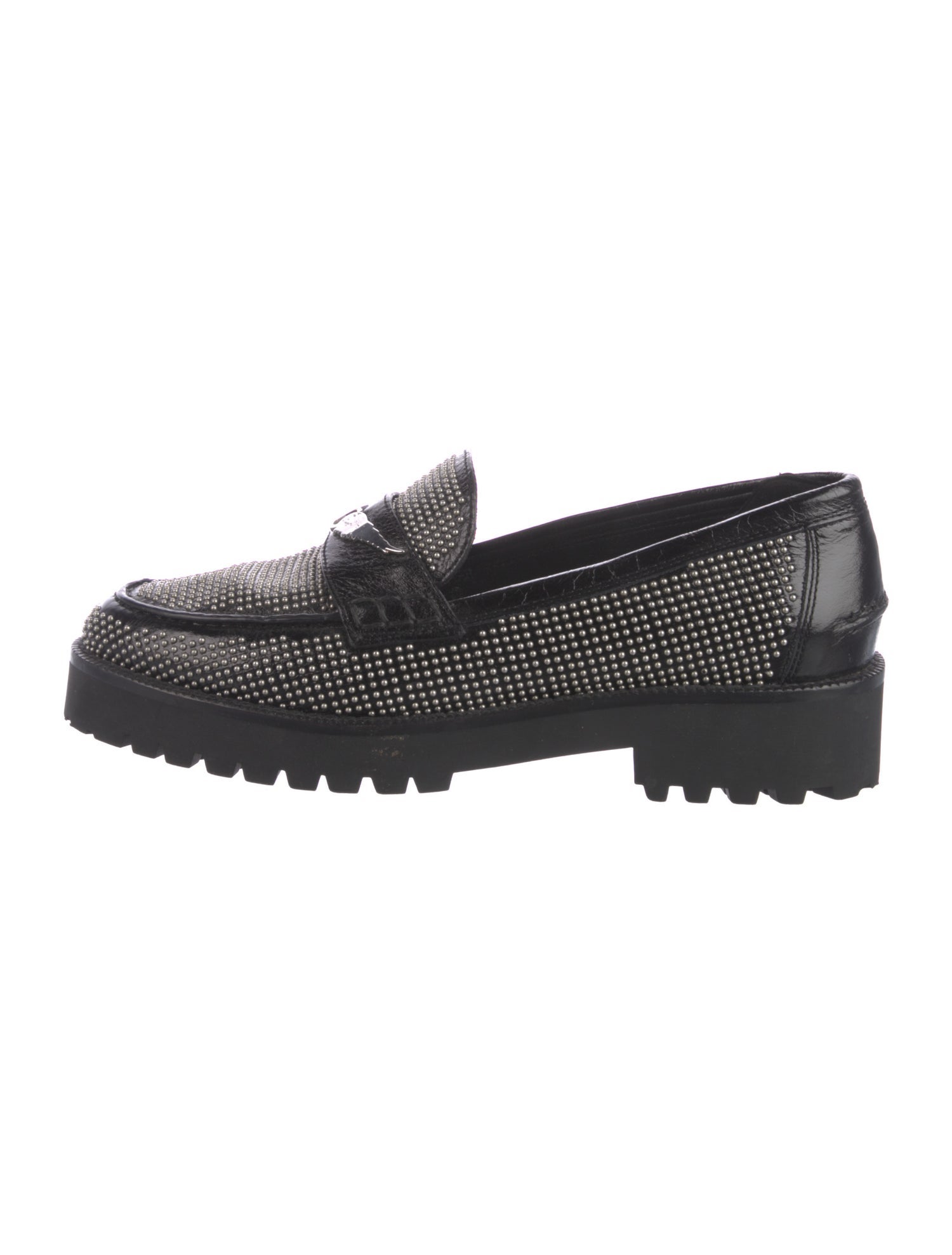 Zadig & Voltaire Leather Studded Accents Loafers