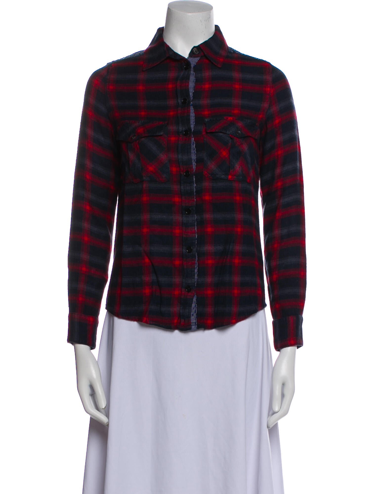 Zadig & Voltaire Plaid Print Long Sleeve Button-Up Top