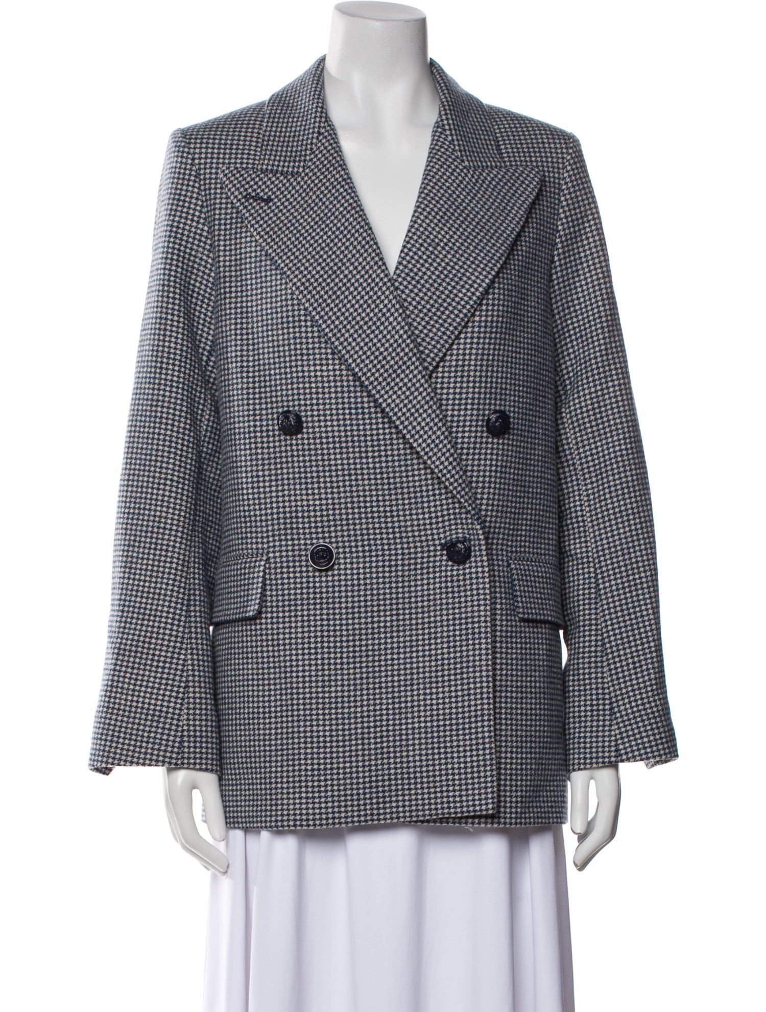Zadig & Voltaire Wool Houndstooth Print Coat