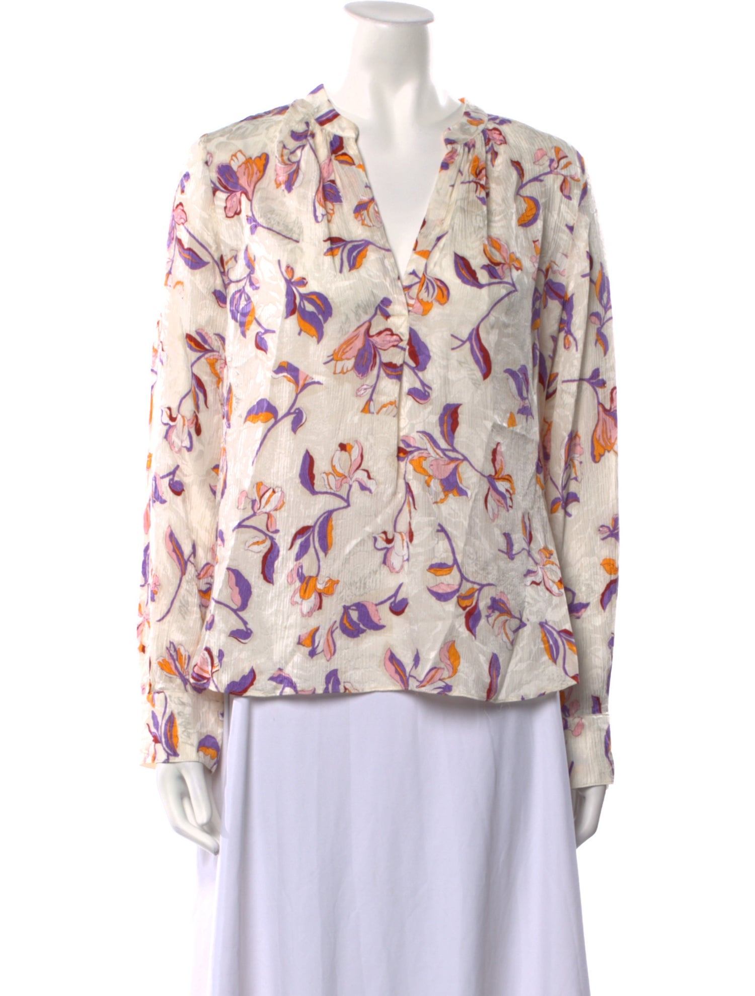 Zadig & Voltaire Floral Print V-Neck Blouse