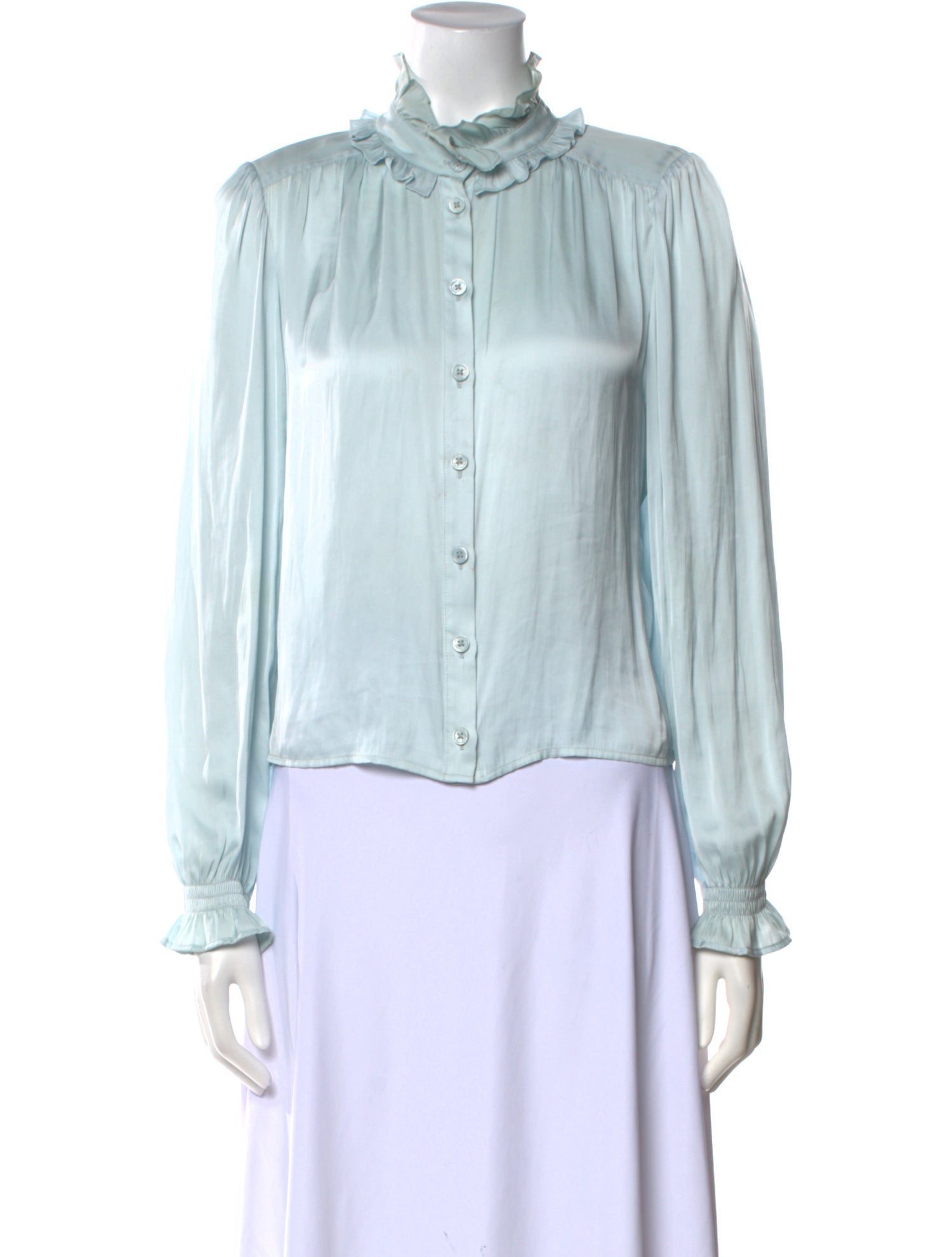 Zadig & Voltaire Mock Neck Long Sleeve Button-Up Top