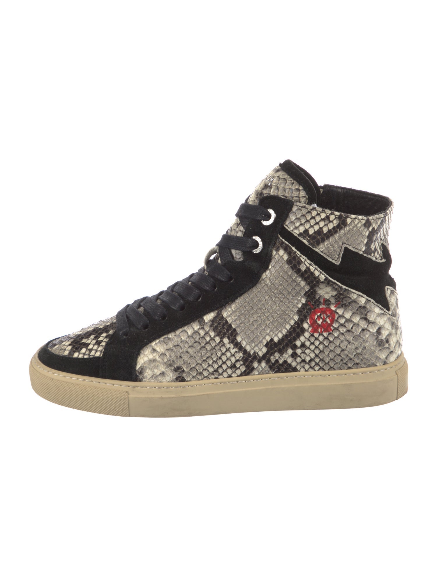 Zadig & Voltaire Leather Animal Print Wedge Sneakers
