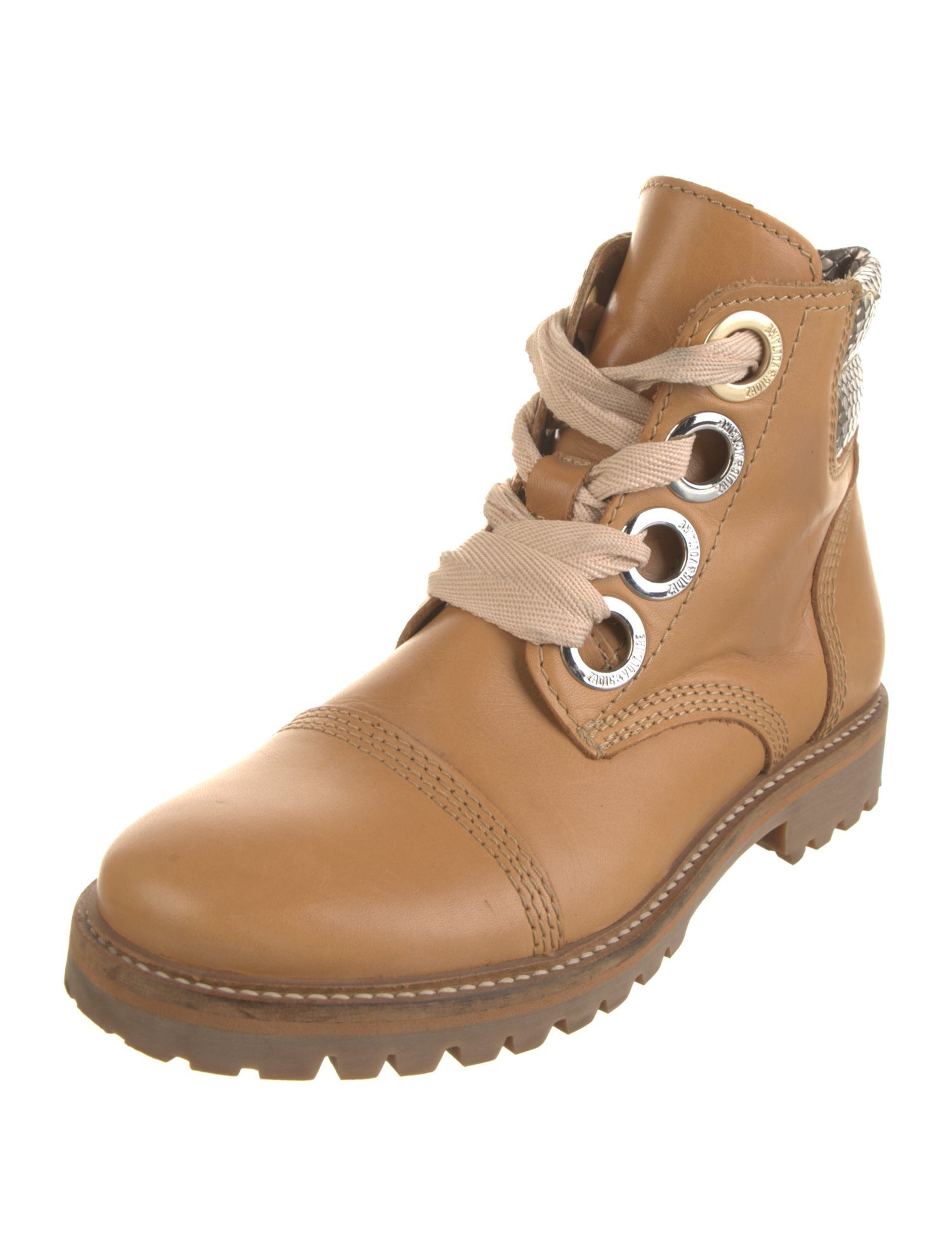 Zadig & Voltaire Leather Printed Combat Boots