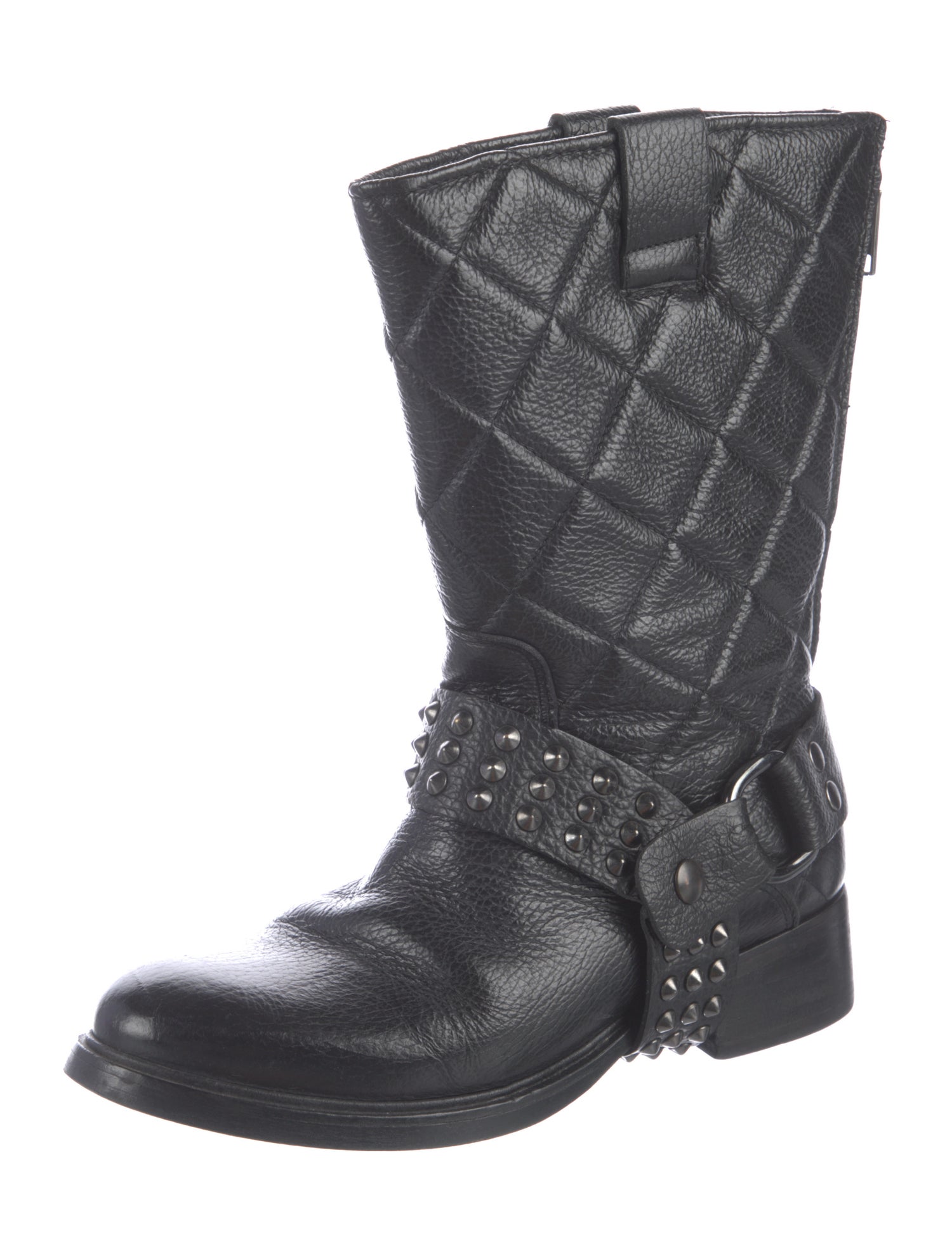 Zadig & Voltaire Leather Studded Accents Moto Boots