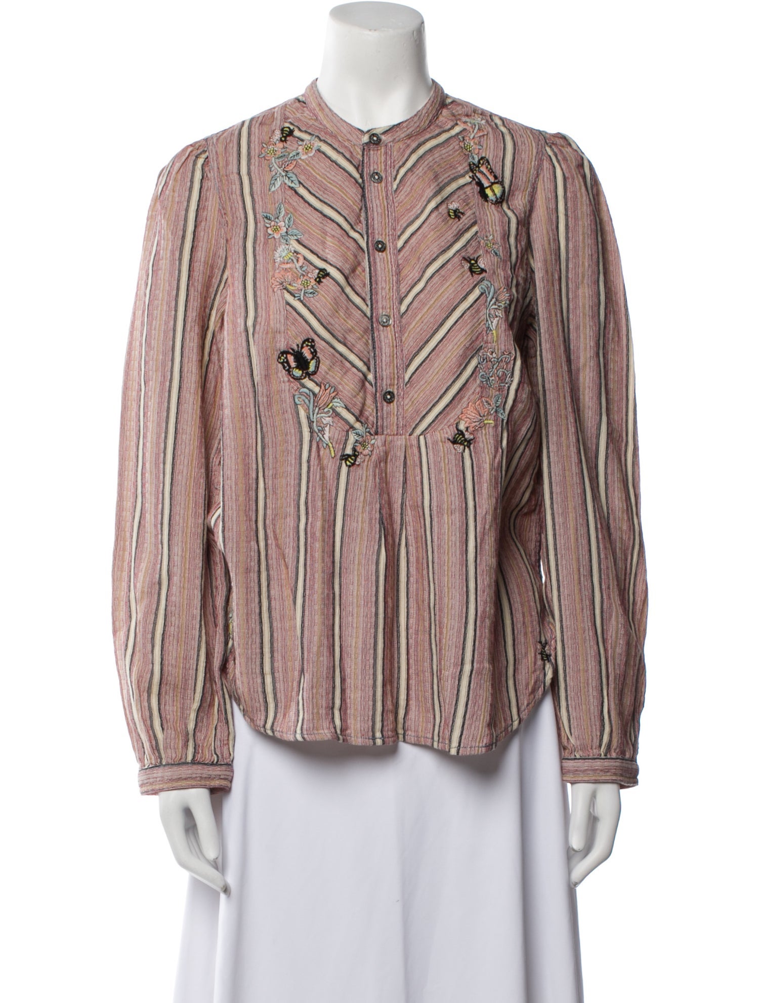 Zadig & Voltaire Striped Long Sleeve Button-Up Top