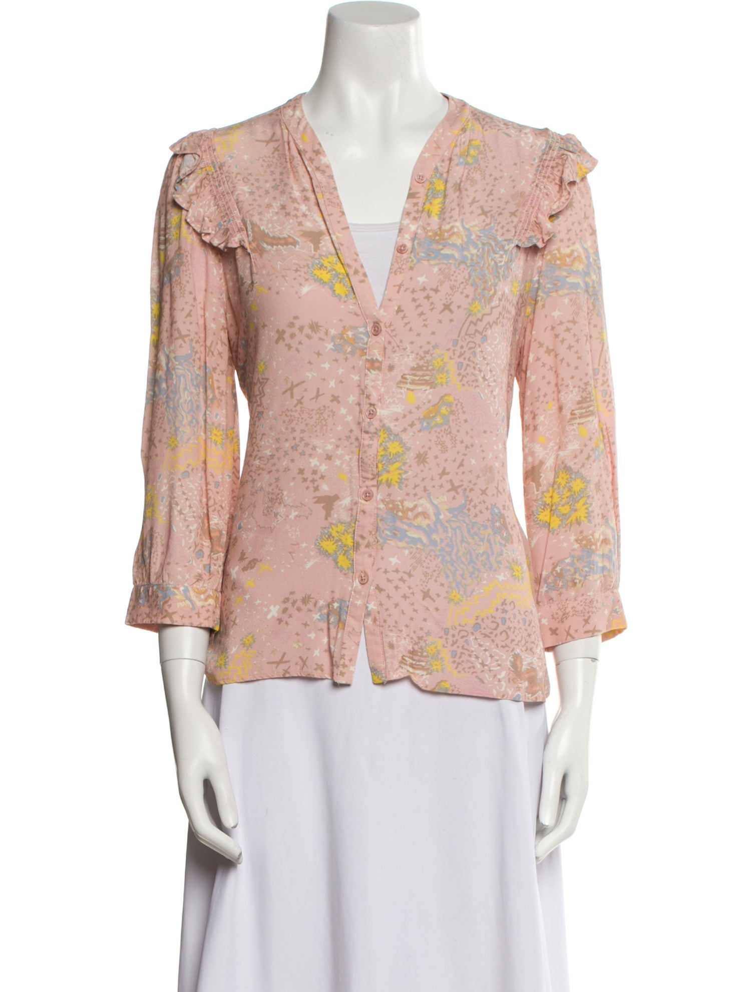 Zadig & Voltaire Floral Print V-Neck Blouse