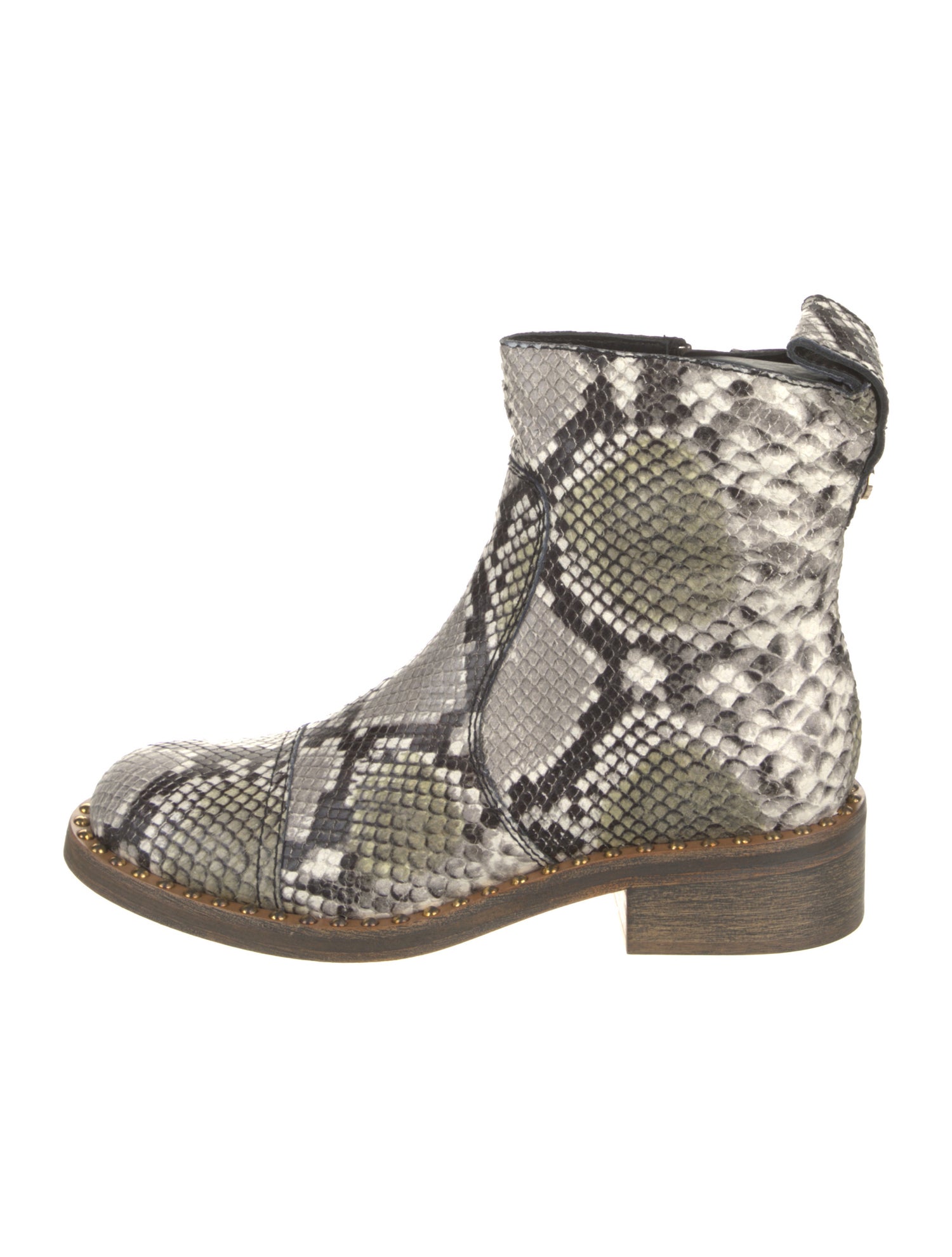 Zadig & Voltaire Snakeskin Animal Print Combat Boots