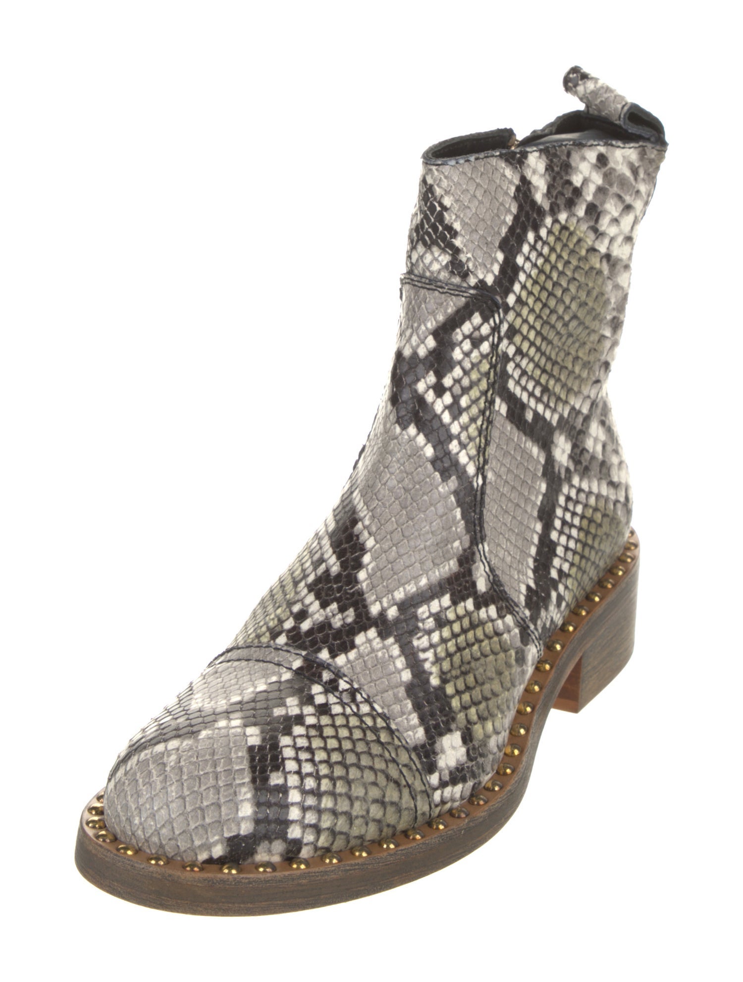 Zadig & Voltaire Snakeskin Animal Print Combat Boots