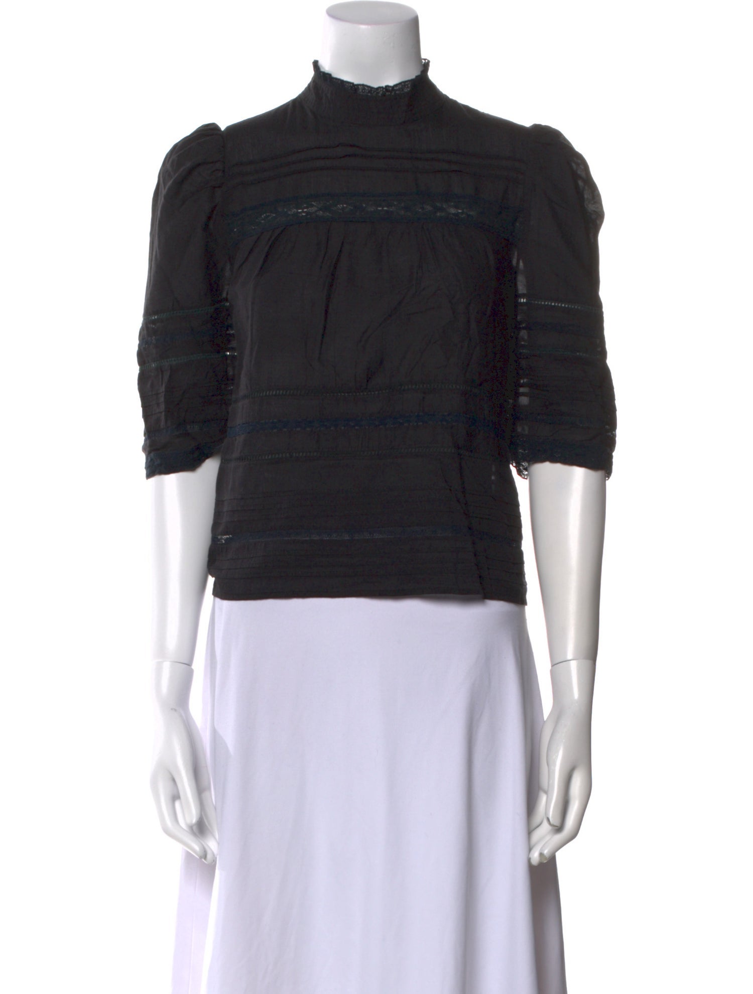 Zadig & Voltaire Mock Neck Three-Quarter Sleeve Crop Top