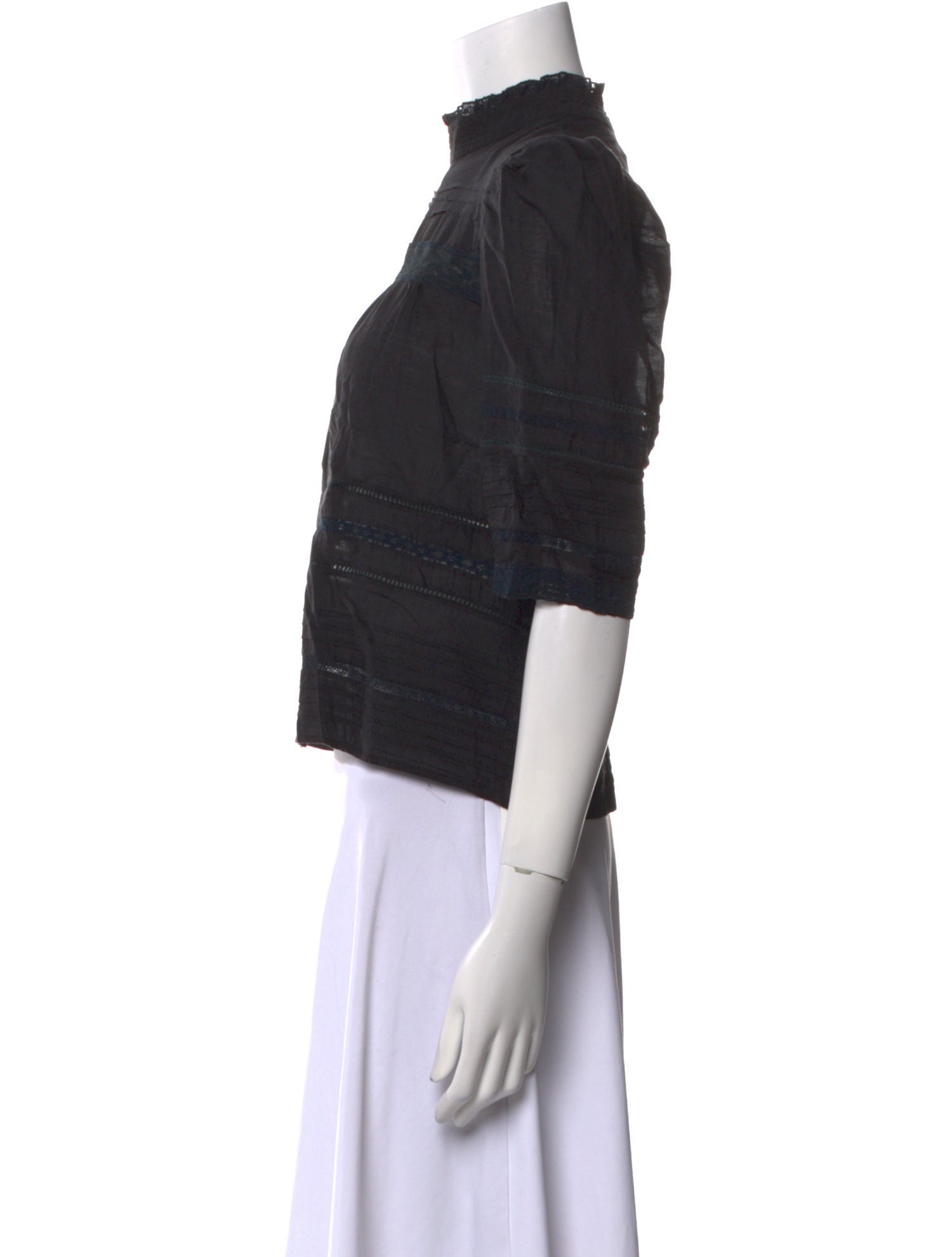 Zadig & Voltaire Mock Neck Three-Quarter Sleeve Crop Top