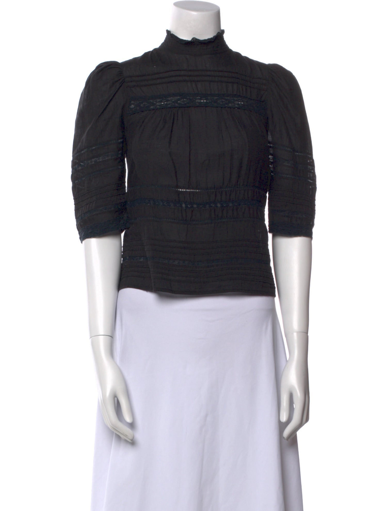 Zadig & Voltaire Mock Neck Three-Quarter Sleeve Crop Top