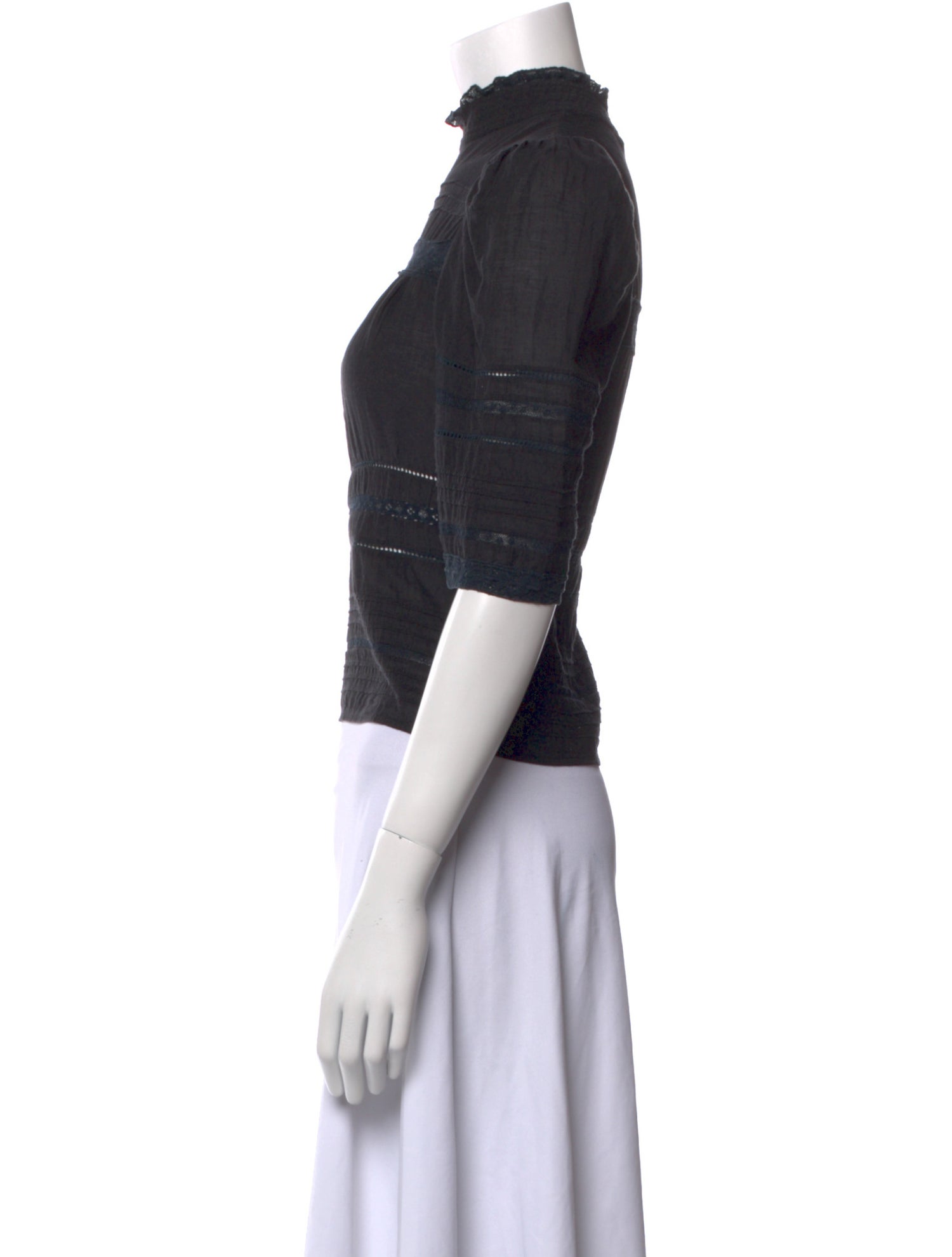 Zadig & Voltaire Mock Neck Three-Quarter Sleeve Crop Top