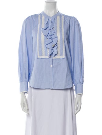 Zadig & Voltaire Striped Mock Neck Button-Up Top