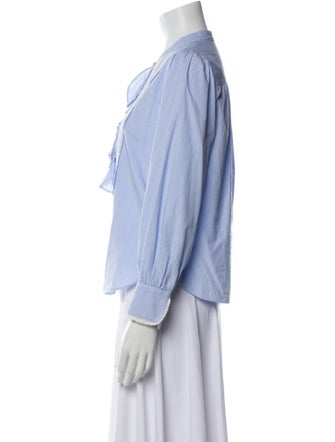 Zadig & Voltaire Striped Mock Neck Button-Up Top