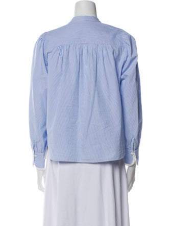 Zadig & Voltaire Striped Mock Neck Button-Up Top