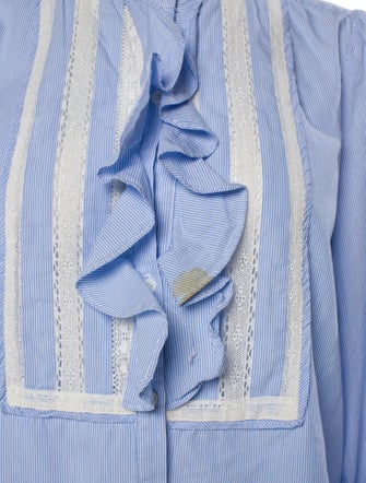 Zadig & Voltaire Striped Mock Neck Button-Up Top