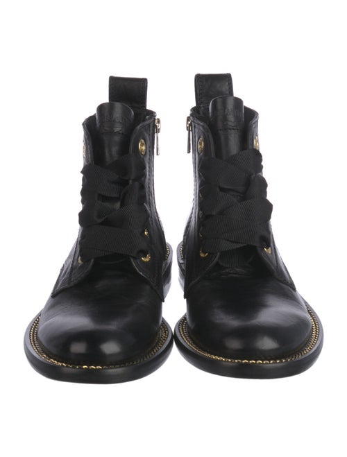 Zadig & Voltaire Leather Chain-Link Accents Combat Boots