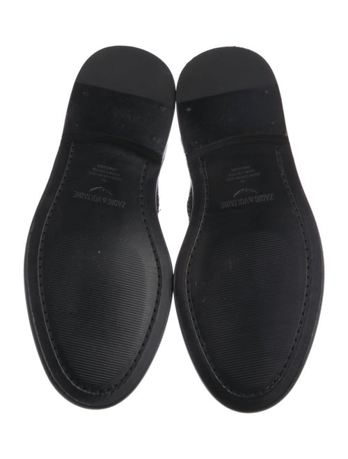 Zadig & Voltaire Leather Chain-Link Accents Combat Boots