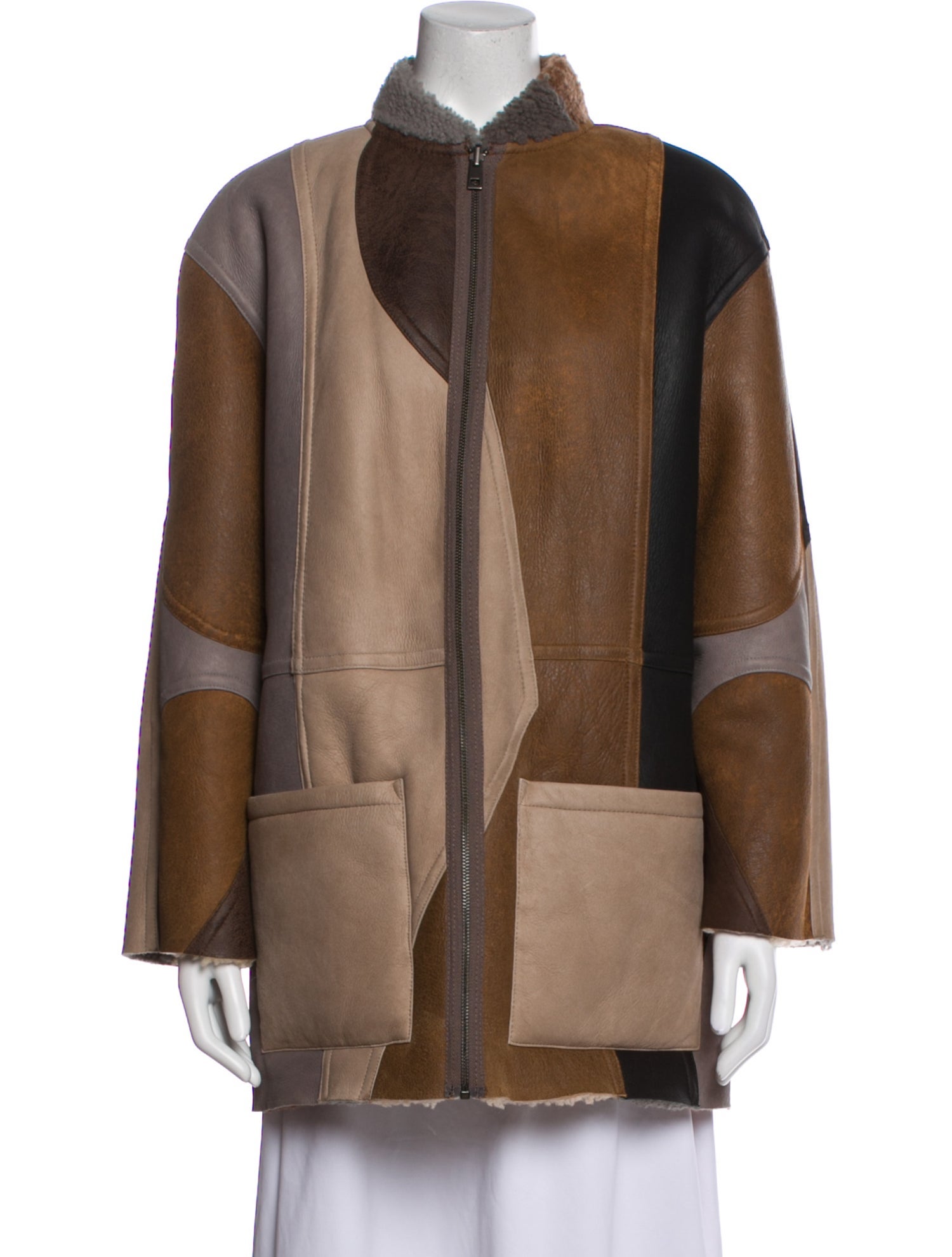 Zadig & Voltaire Shearling Colorblock Pattern Fur Jacket
