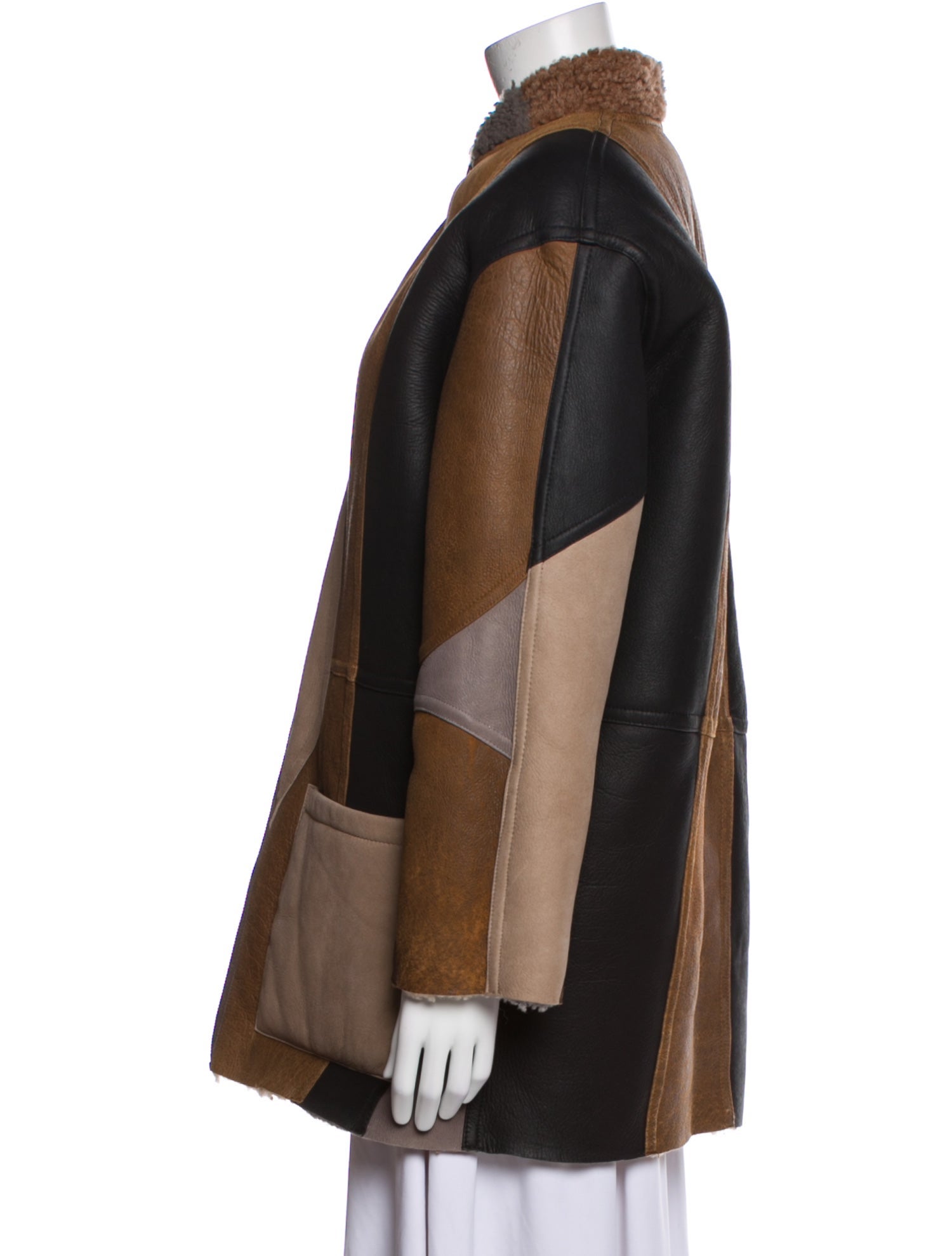 Zadig & Voltaire Shearling Colorblock Pattern Fur Jacket