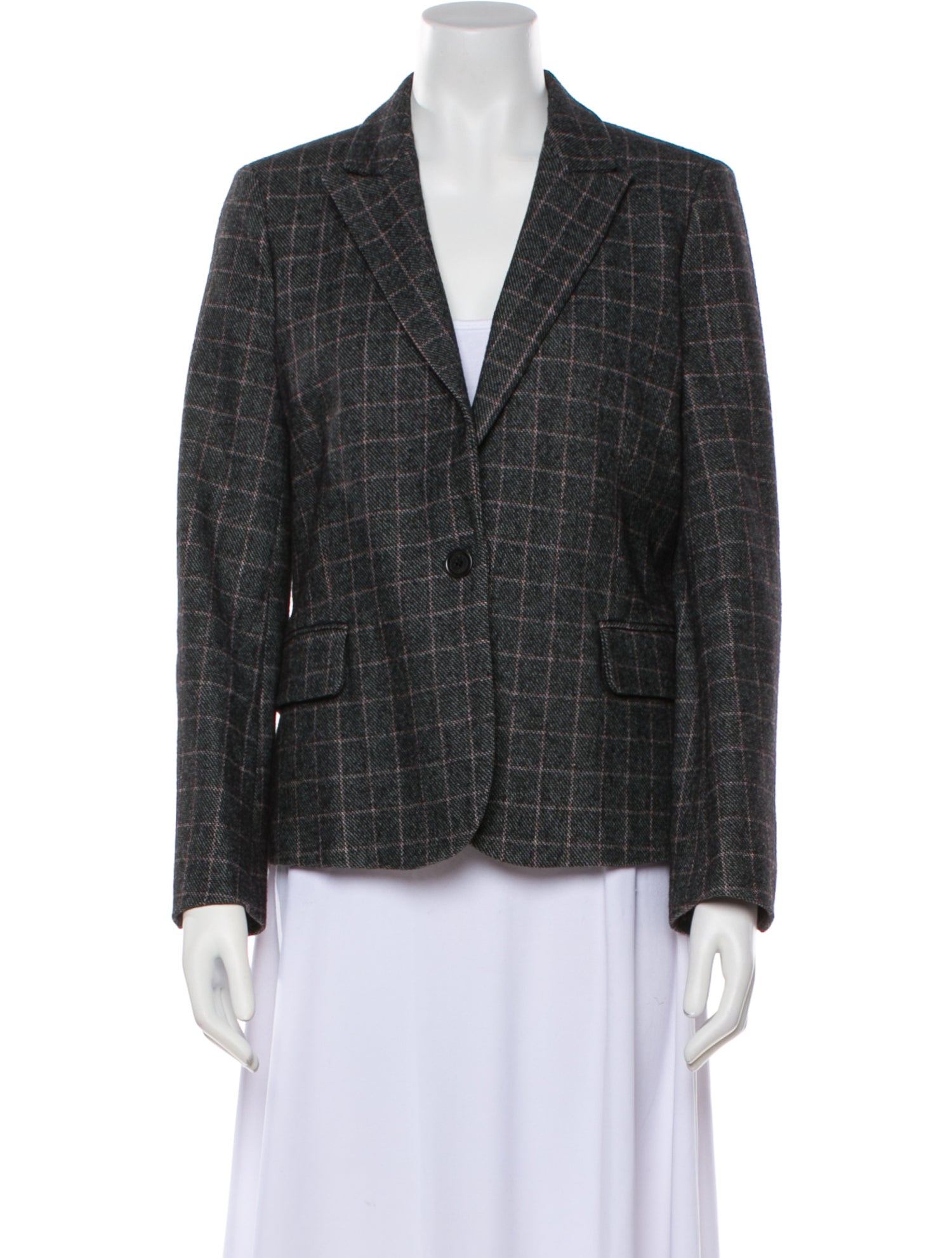 Zadig & Voltaire Wool Plaid Print Blazer