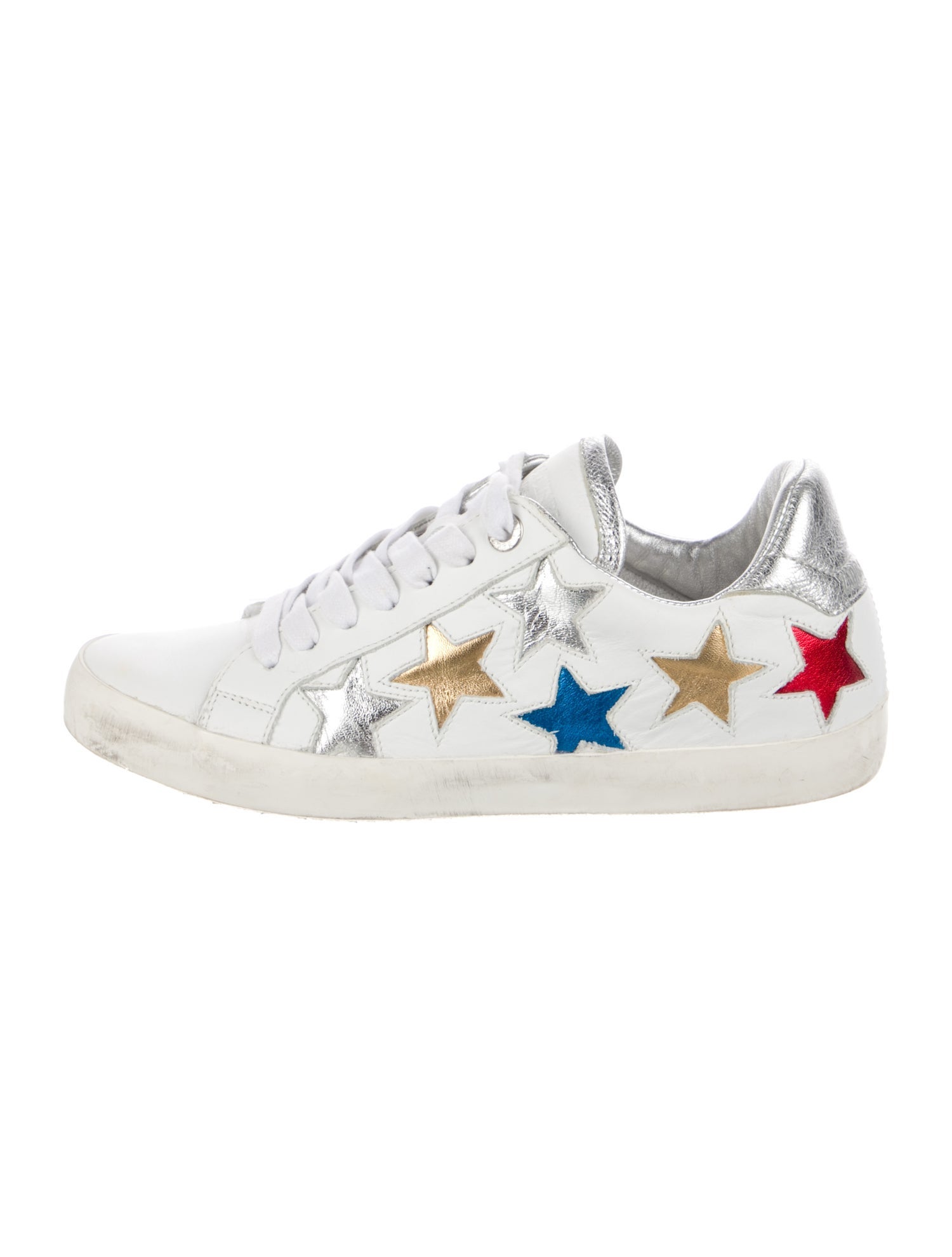 Zadig & Voltaire Leather Colorblock Pattern Sneakers