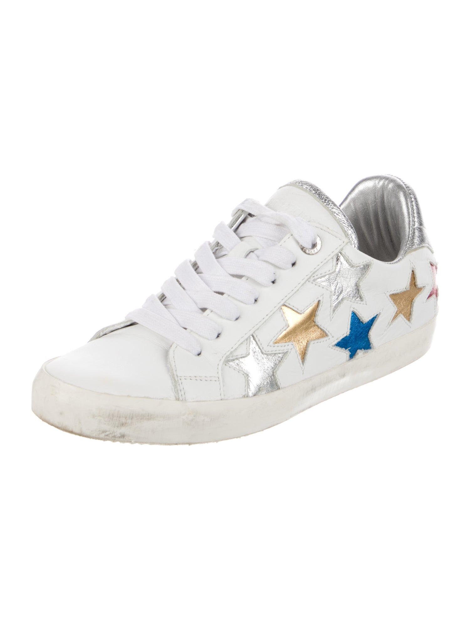 Zadig & Voltaire Leather Colorblock Pattern Sneakers