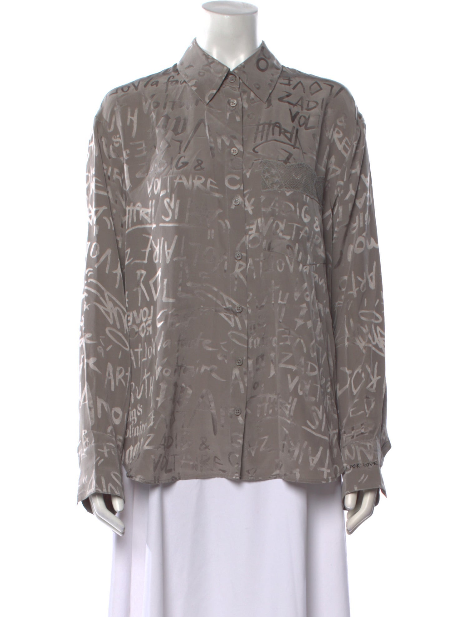 Zadig & Voltaire Silk Printed Button-Up Top