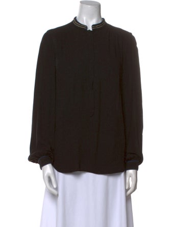 Zadig & Voltaire Mock Neck Long Sleeve Button-Up Top