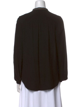 Zadig & Voltaire Mock Neck Long Sleeve Button-Up Top