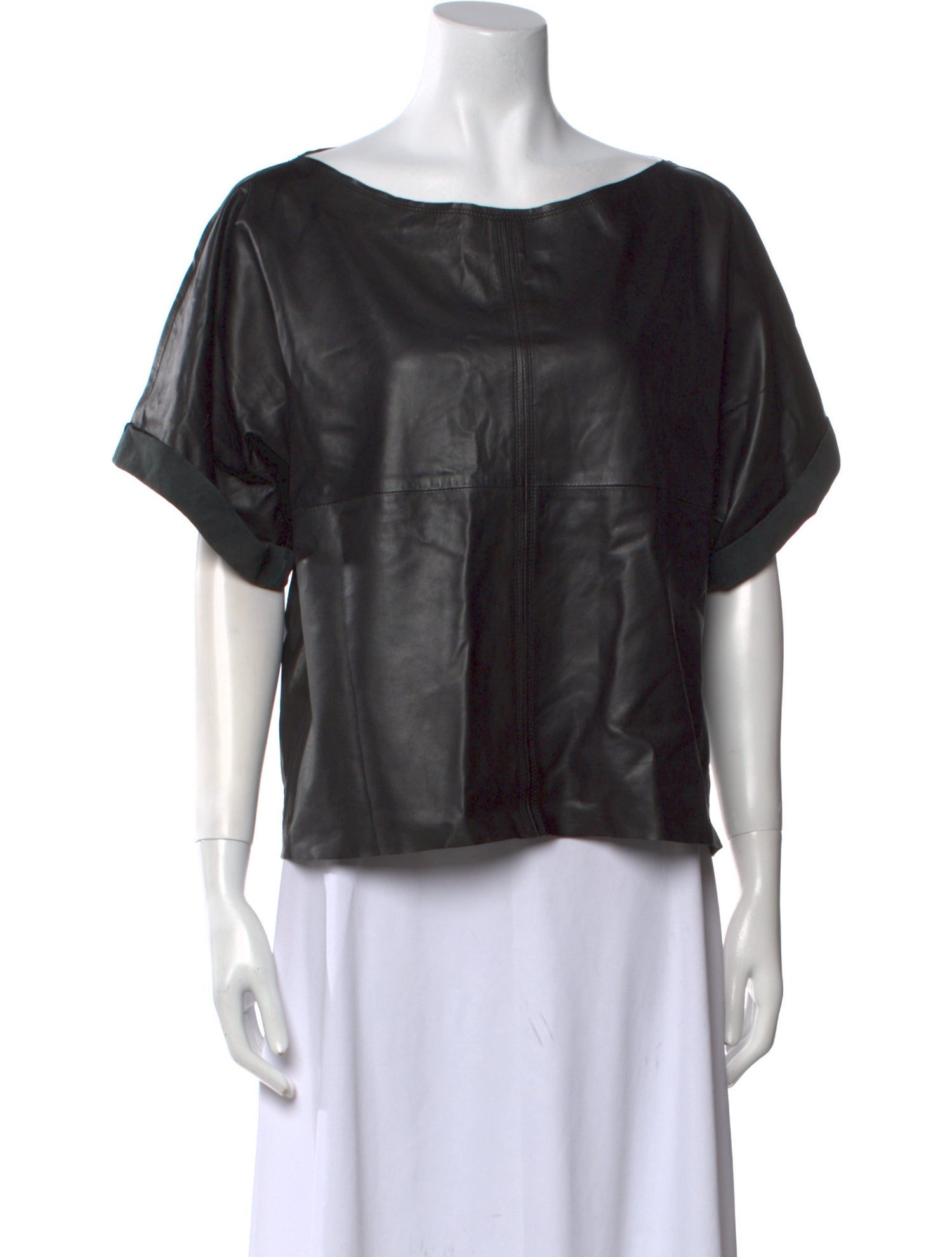 Zadig & Voltaire Leather Scoop Neck Blouse