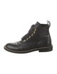 Zadig & Voltaire Leather Chain-Link Accents Combat Boots