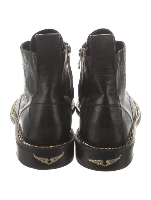 Zadig & Voltaire Leather Chain-Link Accents Combat Boots