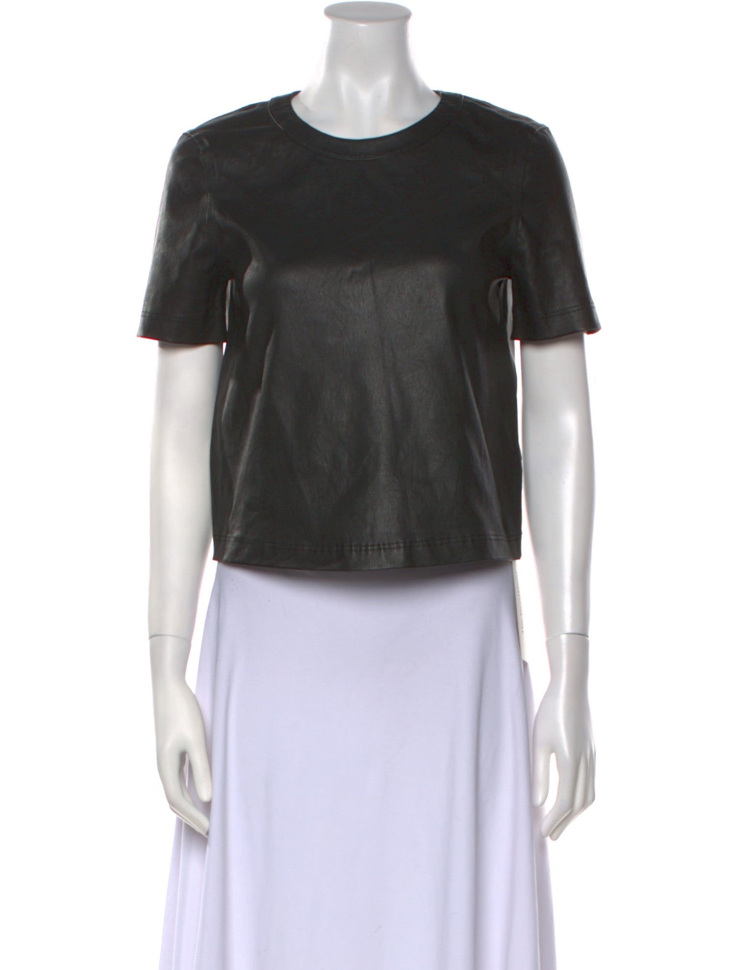 Zadig & Voltaire Leather Crew Neck Crop Top