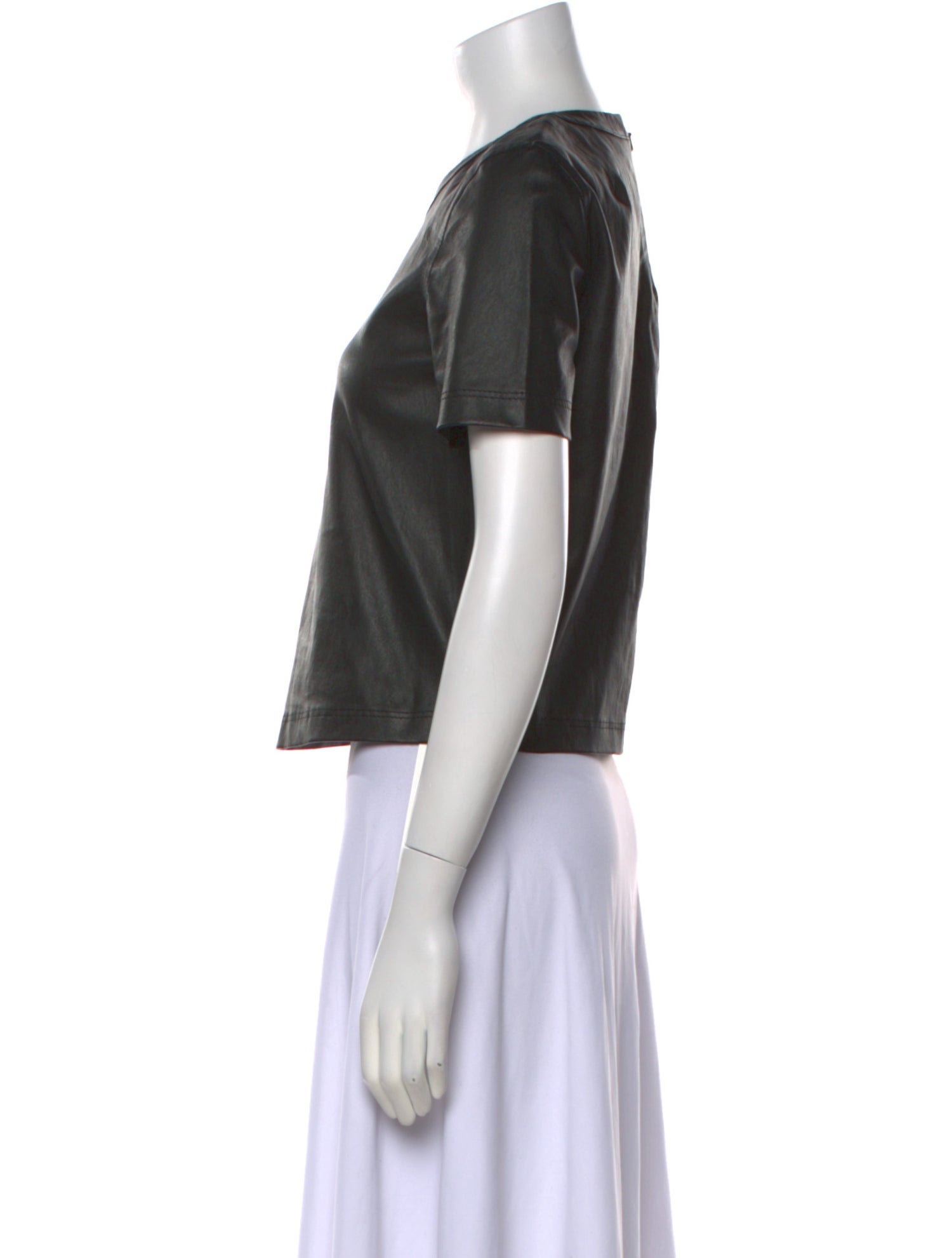 Zadig & Voltaire Leather Crew Neck Crop Top