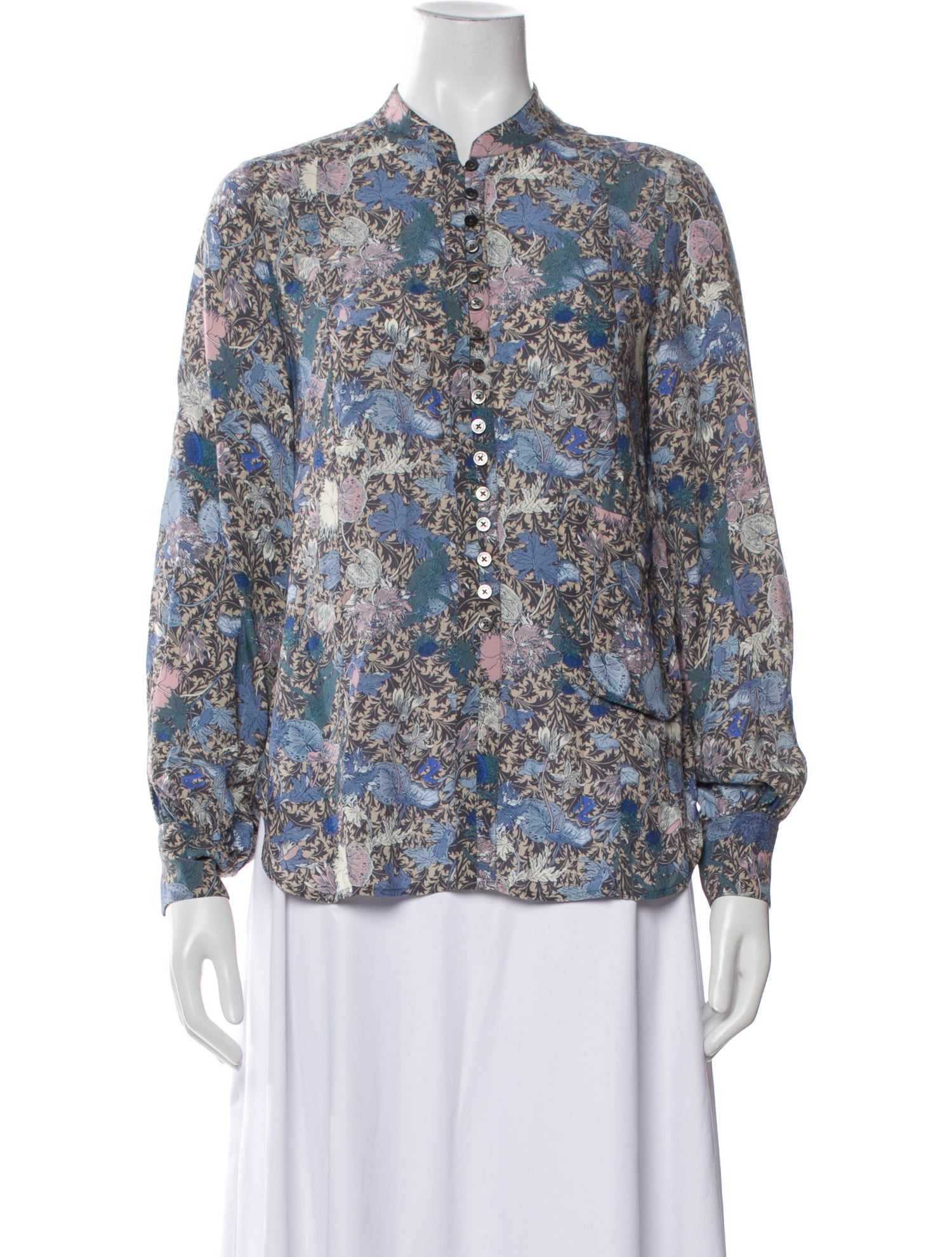 Zadig & Voltaire Floral Print Mock Neck Blouse