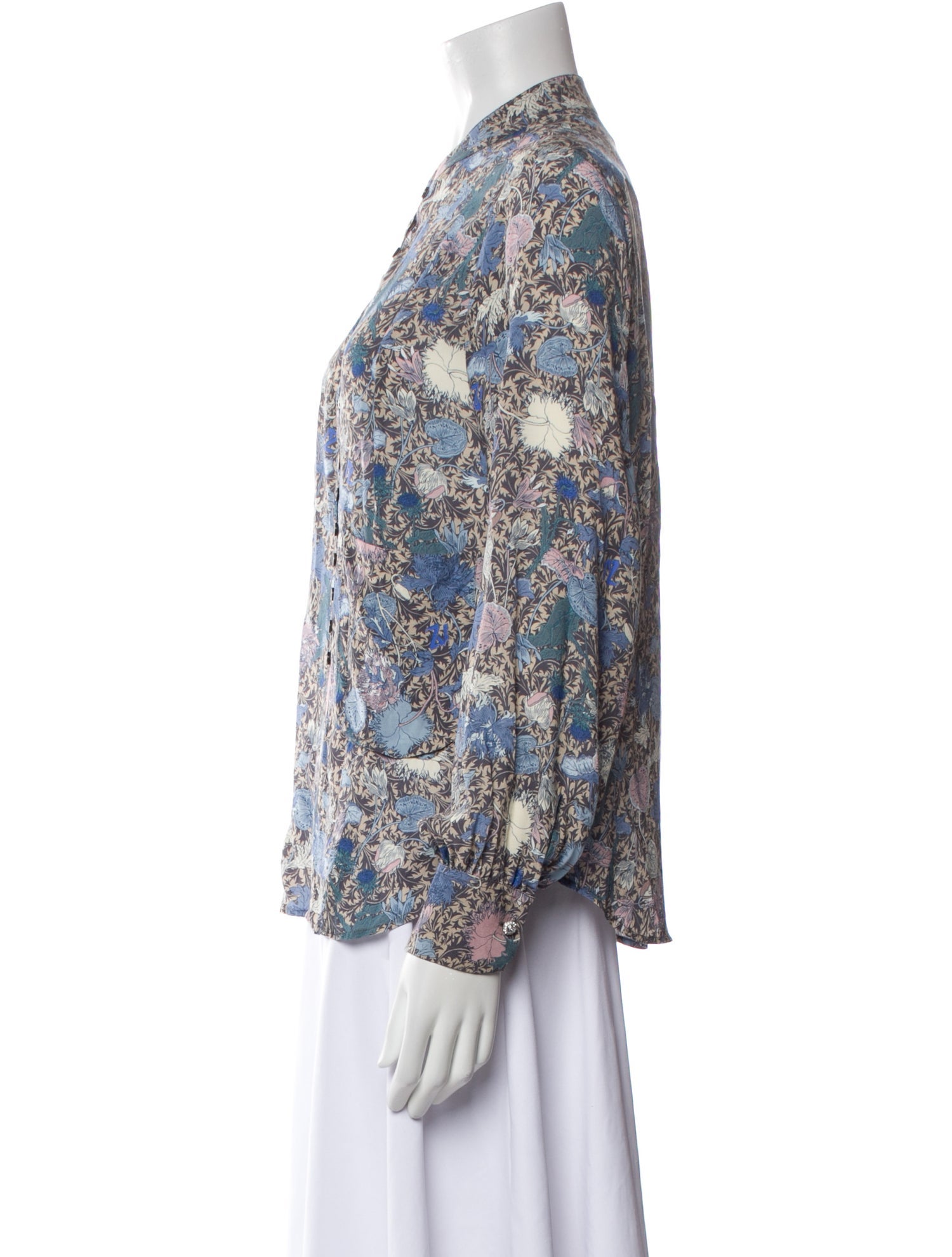 Zadig & Voltaire Floral Print Mock Neck Blouse