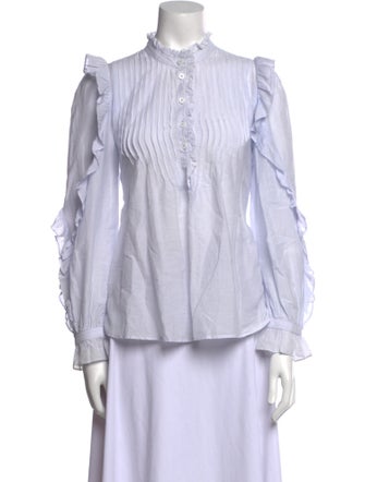 Zadig & Voltaire Striped Mock Neck Button-Up Top