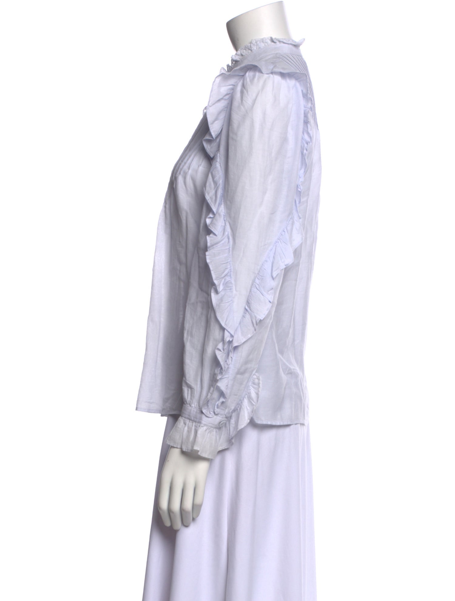 Zadig & Voltaire Striped Mock Neck Button-Up Top