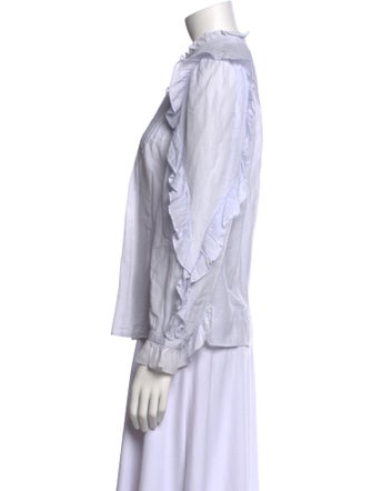 Zadig & Voltaire Striped Mock Neck Button-Up Top