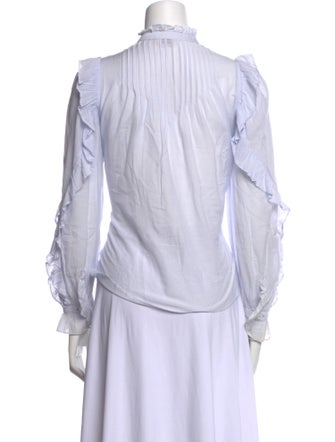 Zadig & Voltaire Striped Mock Neck Button-Up Top